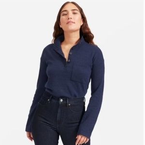 Everlane The ReCashmere Button Mockneck Crop Sweater